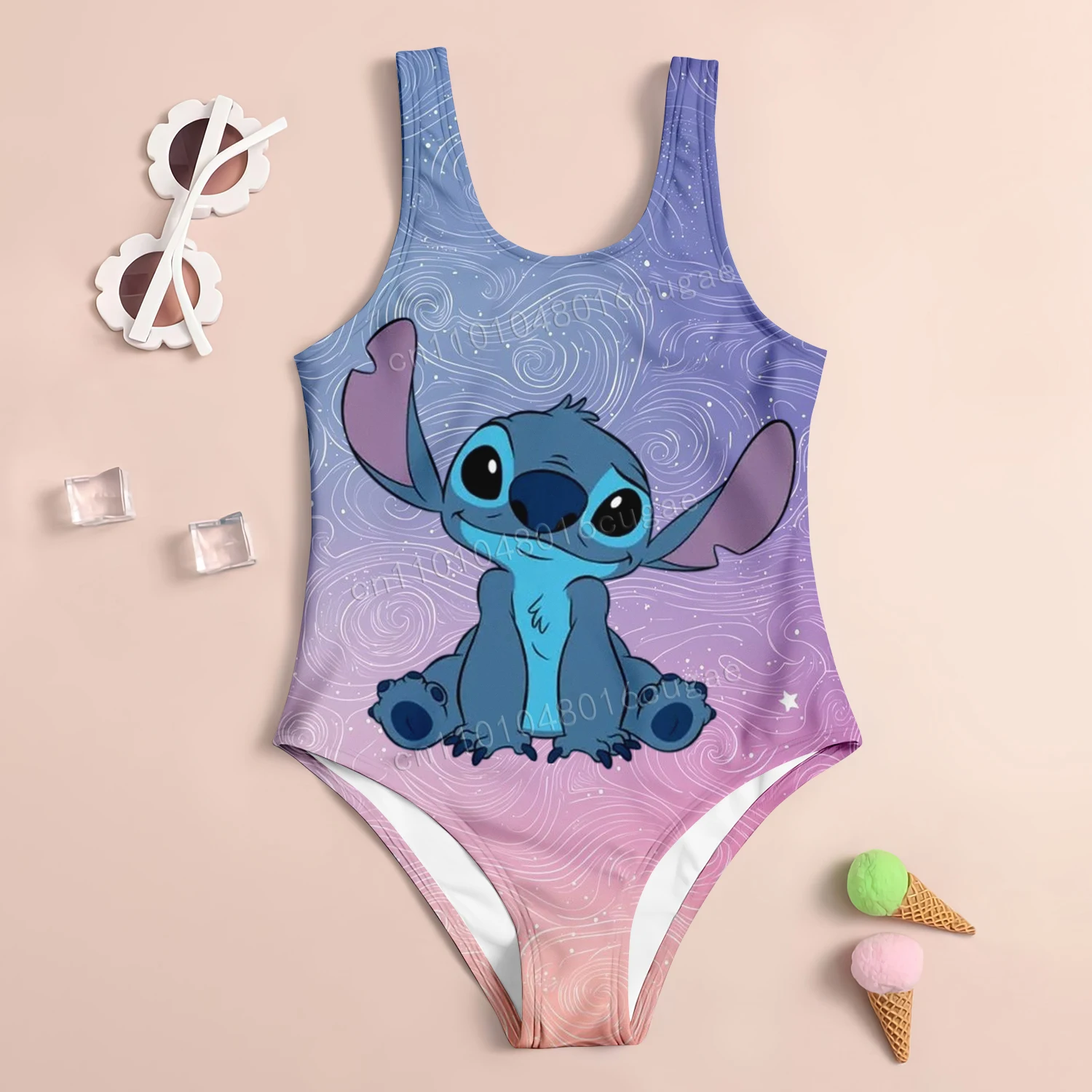 

Hot Sale Stitch Cartoon Pattern Girl Kids One-Piece Swimsuit Quick-Drying Beach Seaside Cool Clothing Women Parent-Child Clothes