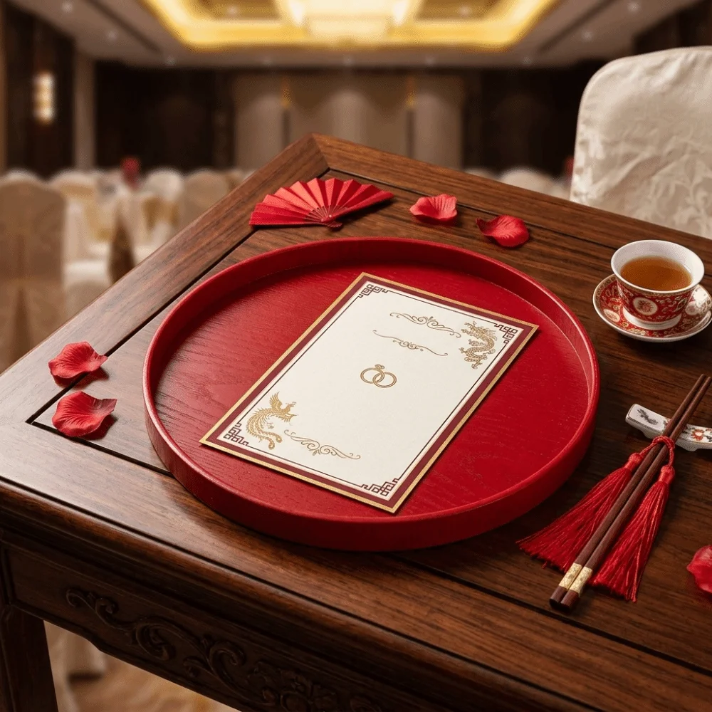 Traditional Wood Serving Tray Smooth Surface Polished Decorative Platter Practical Solid Build Snack Plate Kitchen