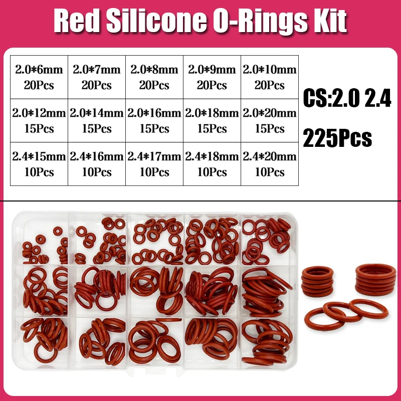 Silikon-O-Ring CS 1/1,5/2,0/2,4/3,1 Dichtungsscheibe Rot VMQ O-Ring Sanitärdichtung Ölbeständiger hitzebeständiger O-Ring – Detail 12