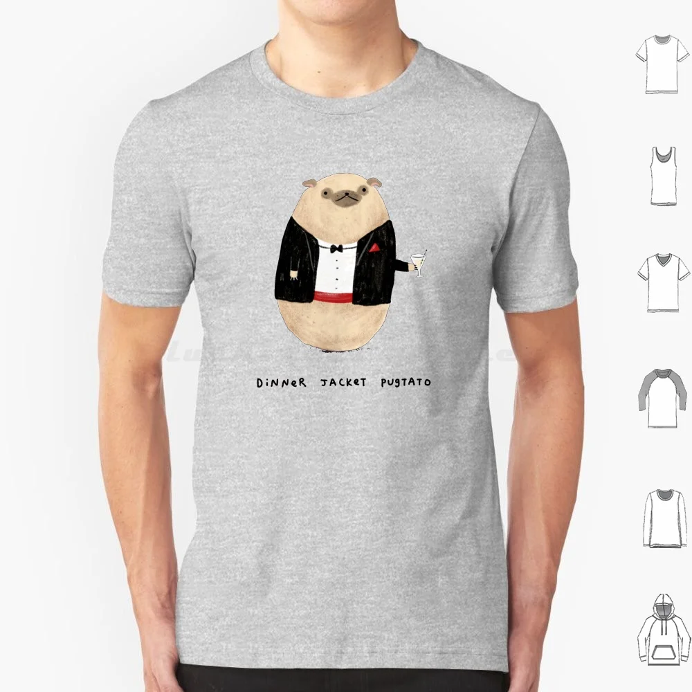 Dinner Jacket T Shirt Big Size 100% Cotton Dinner Jacket Dinner Jacket Potato Tato Tater Spud Pug Dog Puppy Puggle Puggy Boxer