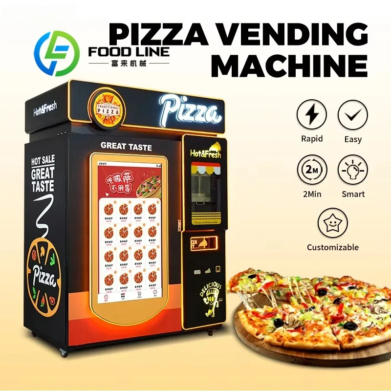 آلة بيع البيتزا المخصصة الأوتوماتيكية بالكامل بدون طيار 24 ساعة مصدر المصنع المباشر مع وظيفة SDK للمبيعات الساخنة ذات الخدمة الذاتية