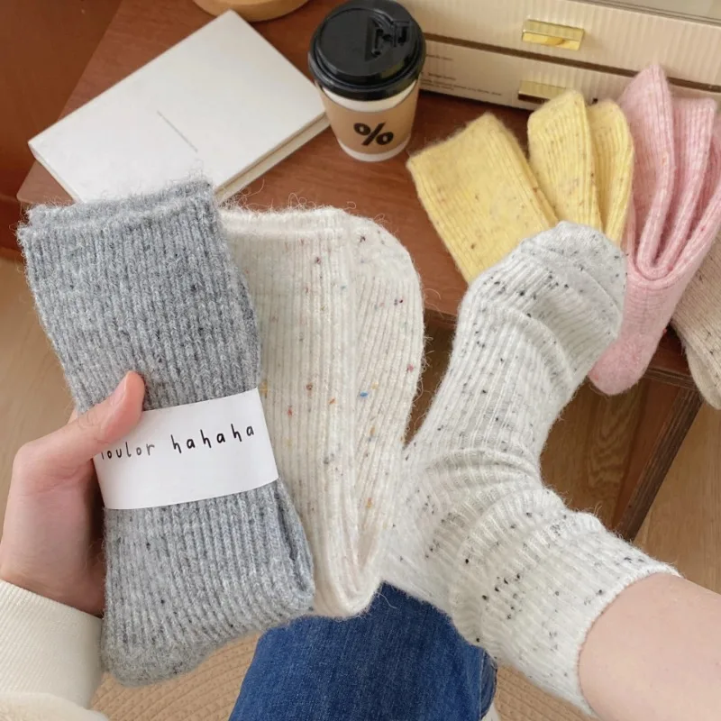 Cashmere Wool Thick Warmer Long Socks Women Female Lafies Autumn Winter Women Socks Solid Colors Homewear Sleeping Thermal Socks