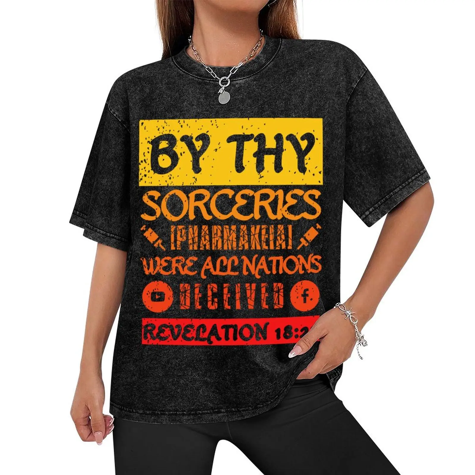 Revelation 18:23 Sorceries Pharmakeia Grunge Aesthetic Sunset T-Shirt plus size clothes anime stuff men t shirt