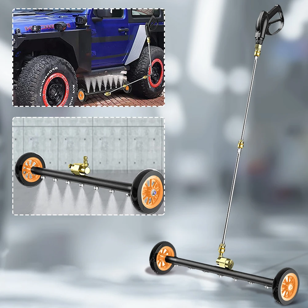 Scopa per acqua inferiore per locomotiva per lavaggio auto da 22 pollici Scopa per acqua per pulizia sottoscocca estensibile a 3 onde Connettore rapido 1/4 4000 PSI