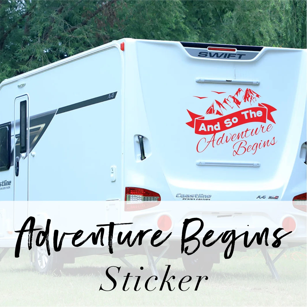 Vinyl And So The Adventure Begins Camper Rv Sticker Decal Funny Novelty Travel Holiday Car Sticker Van Camping Caravan Motorhome