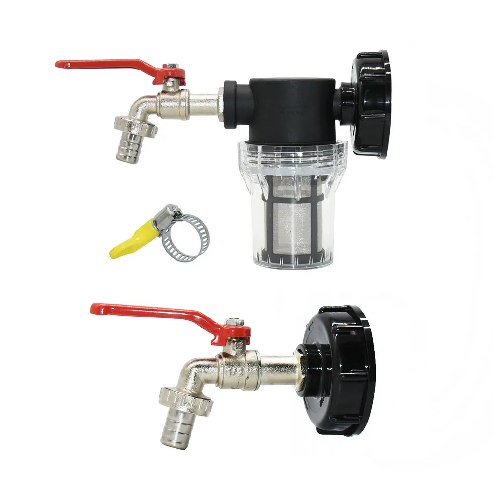 IBC Tank Tap Adapter Filter S60 Thread To 15-16mm Garden Hose Connector Faucet Alloy Ball Valve 1000 Liter Rain Barrel Fitting