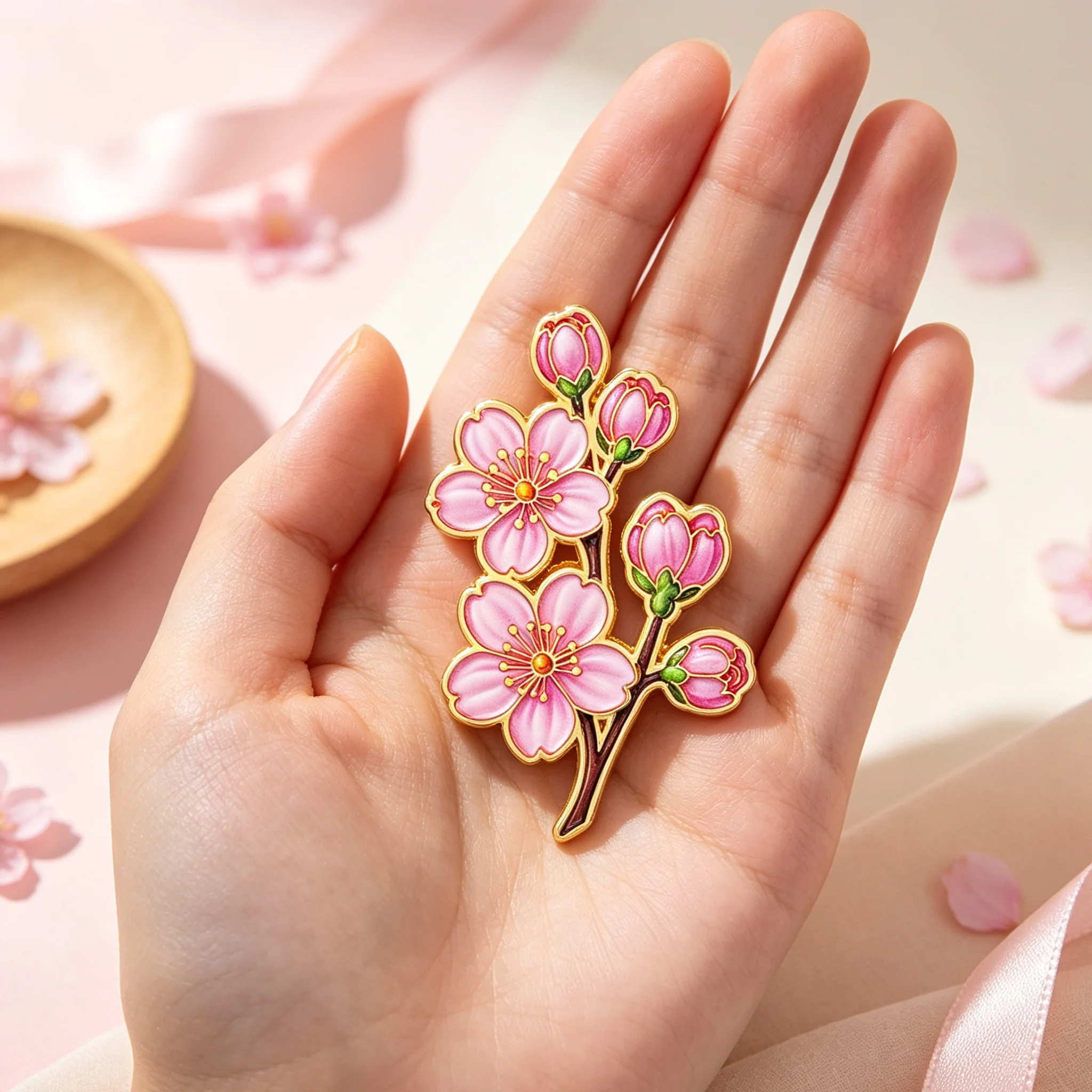 Cherry Blossom Enamel Pins Flowers Brooches Badge Lapel Pin For Backpack Clothes Accessories Fashion Jewelry Birthday Gifts