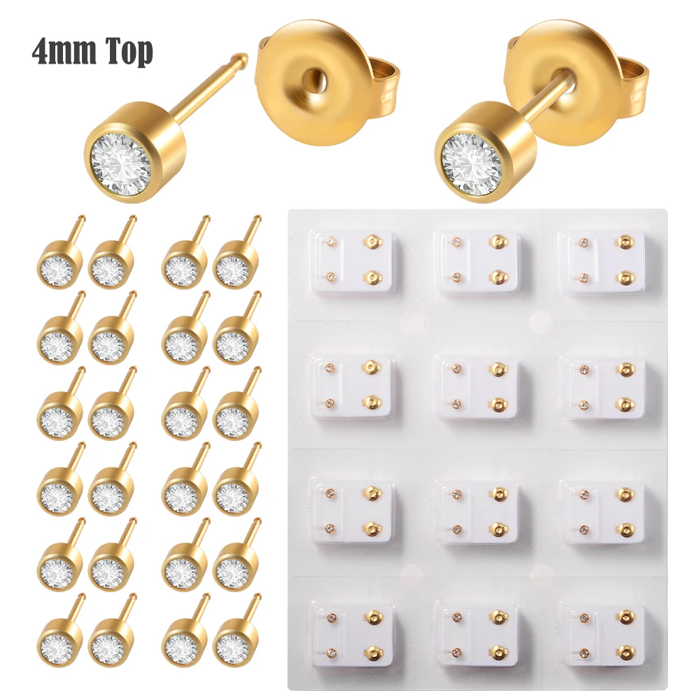 Dreamlee Surgical Steel Tragus Cartilage Ear Studs 3 & 4 mm CZ 9