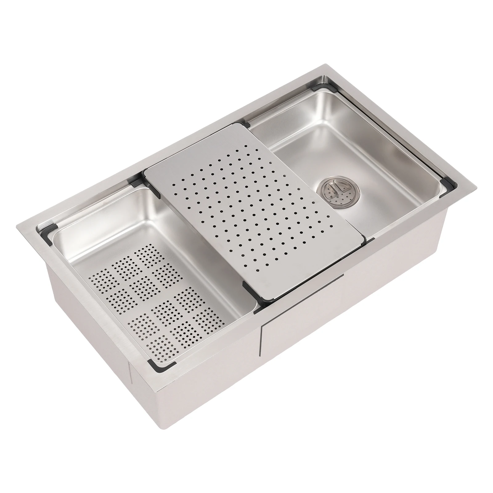 Stainless Steel Sink, Large Capacity, Draining Basket, Inner Basin, Strainer, for Kitchen or Laundry Room