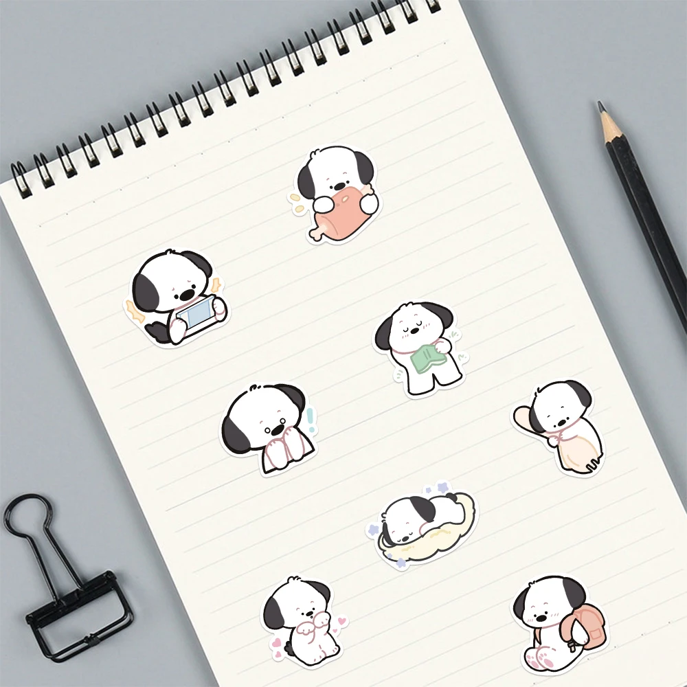 10/20/40pcs Cartoon black and white puppy Stickers Decals Cartoon Graffiti DIY  Notebook Luggage Wall Decoration PVC Sticker