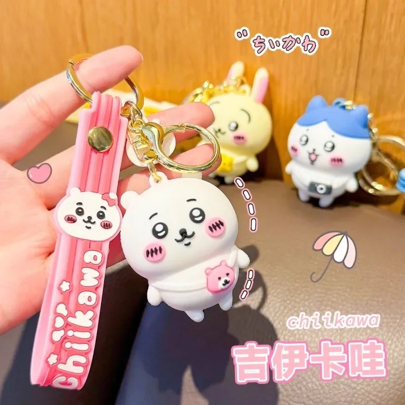 Chiikawa Keychain Cartoon Anime Figures Hachiware Usagi Key Ring Backpack Rucksack Pendant Cuddly Toy Ornaments Gifts Girls Kid