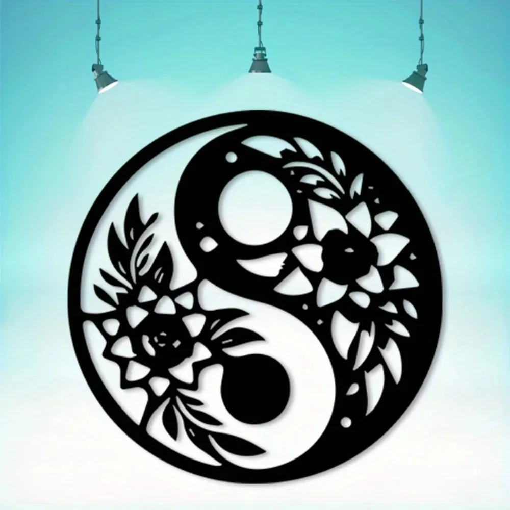 Yin Yang Metal Wall Art Iron Statue Powder-Coated Garden Decor Gift for Yoga Instructor