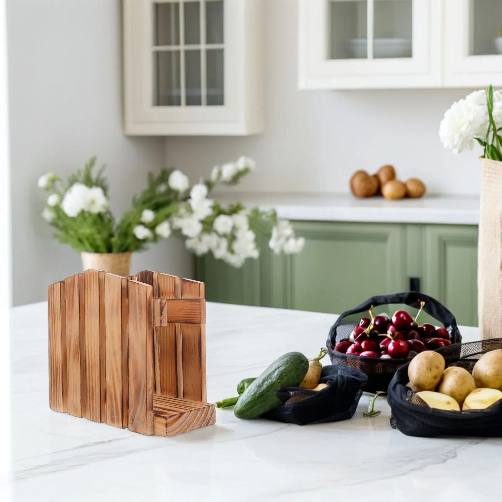 

Wooden Napkin Holder Vintage Fence Design Rustic Farmhouse Paper Towel Holder Standing for Kitchen Dining Room Office