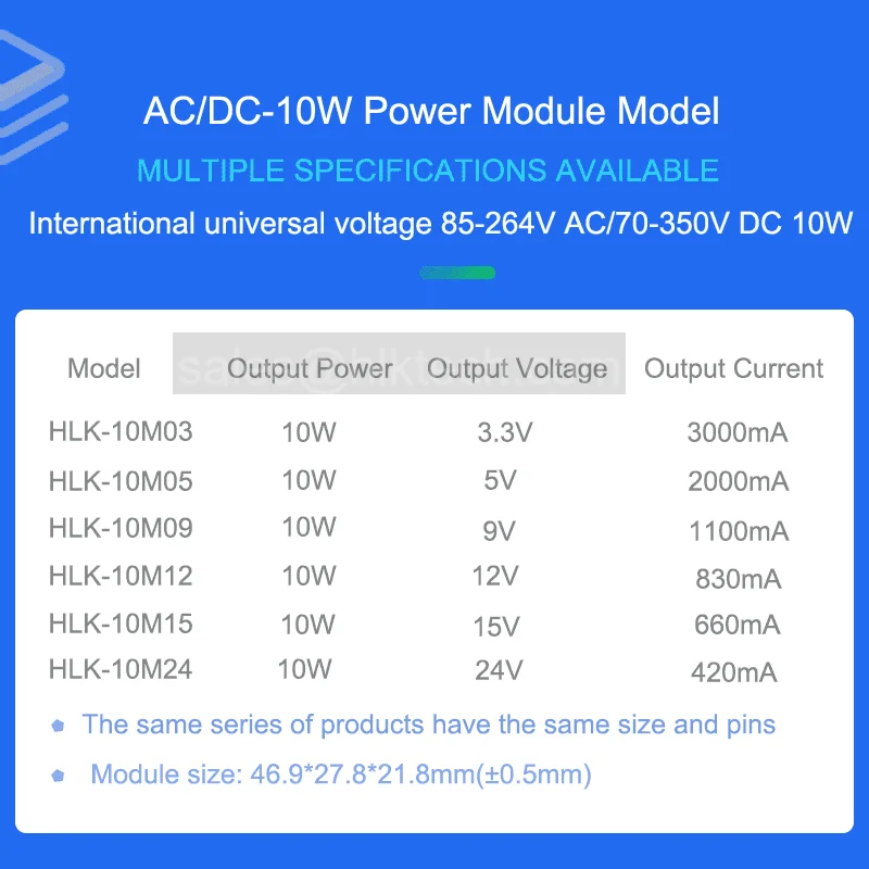 HLK-10M05 10M12 10W AC-DC Power Supply Module 220V to 5V 12V Isolated 3000V AC DC Converter PCB Mount