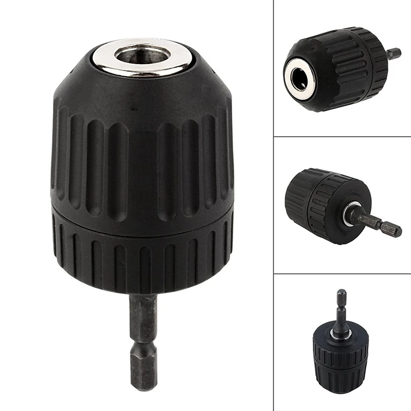 Keyless Drill Chuck Converter 3/8 Inch 24UNF + 1/4 Inch Hex Shank SDS Adaptor 0.8-10mm