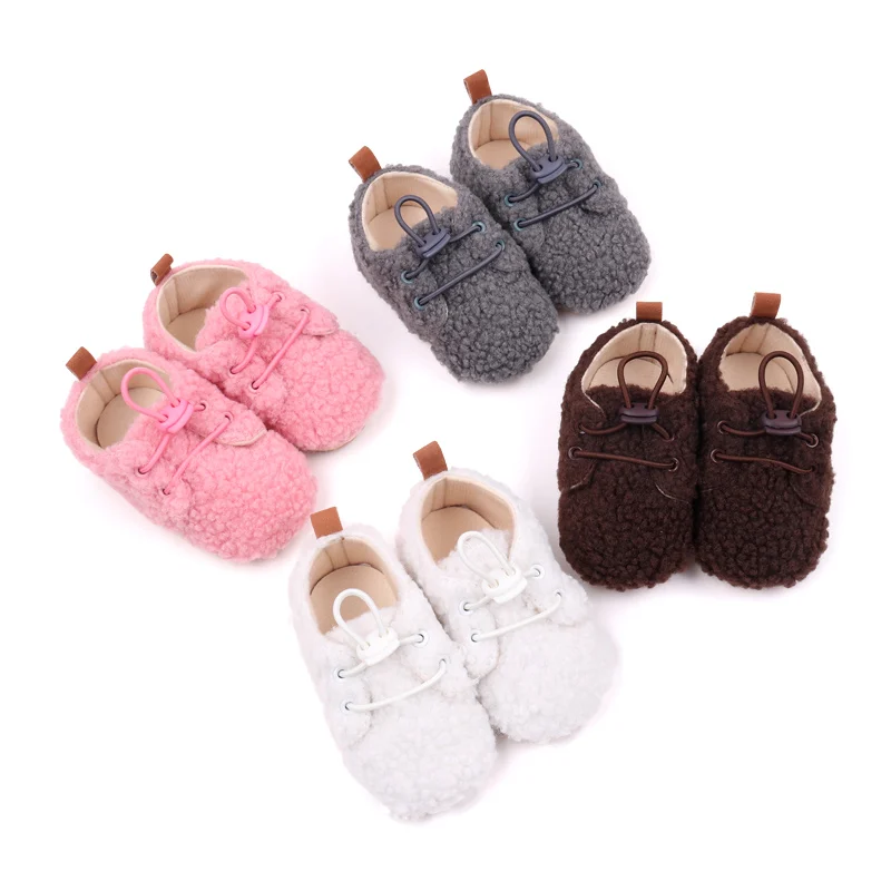 

Baby Girls Boys Winter Warm Casual Shoes Lace-up Cute Design Non-slip Indoor Outdoor Walking Infand Shoes First Walkers BHM3143