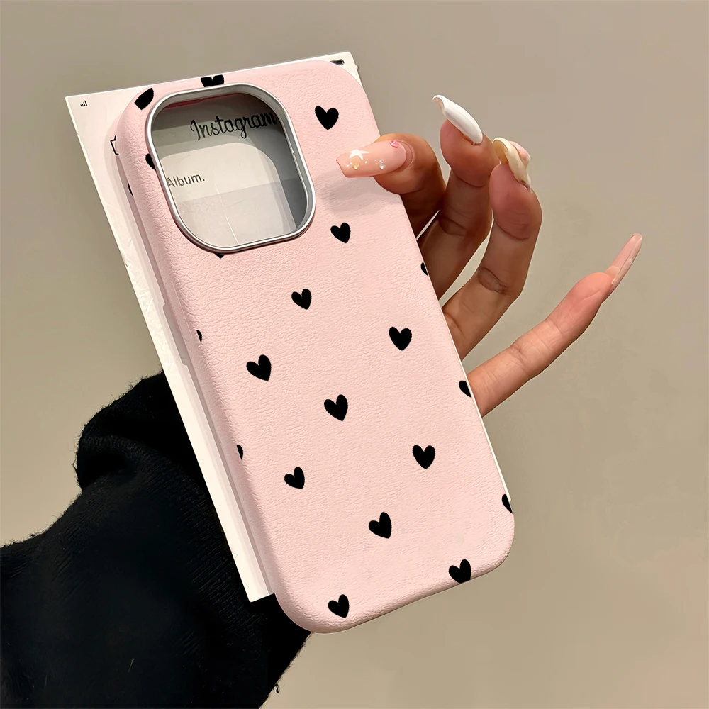 Funda de Teléfono con Diseño de Corazón para iPhone 17 16 15 14 13 12 11 Pro Max Plus, Protección Antigolpes, Silicona Suave, Lujosa