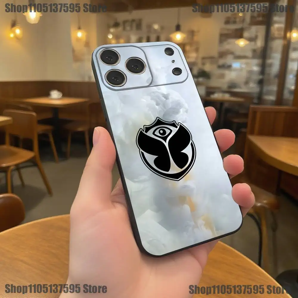 Casing Ponsel Festival Musik Hot Tomorrowland Untuk iPhone 17,16,15,14,13,12,11,Pro,XS,Max,XR,Plus,E,SE4,Mini Hitam Bahan Lembut