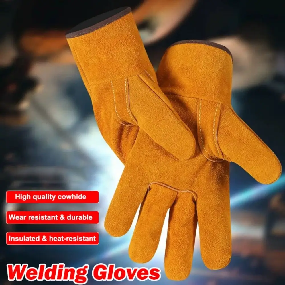 New Cowhide Welding Gloves Soft High Temperature Resistance Safety Gloves Wear Resistant Labor Gloves Hunting