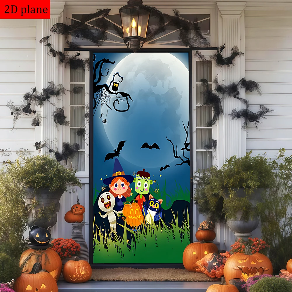 decoracao-de-porta-de-halloween-com-tema-de-lua-morcego-bruxa-mumia-frankenstein-abobora-e-coruja-com-faixa-elastica-de-alta-elasticidade