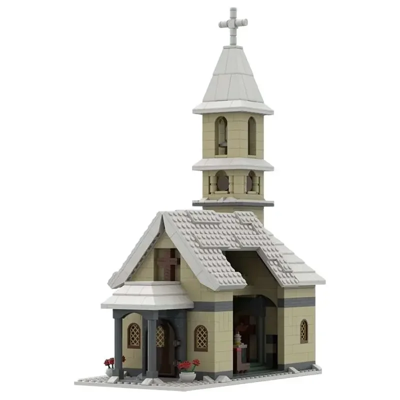 Moc inverno aldeia-café bloco de construção conjunto retro pequena igreja modelo natal cabine tijolo bloco brinquedo para crianças presente natal