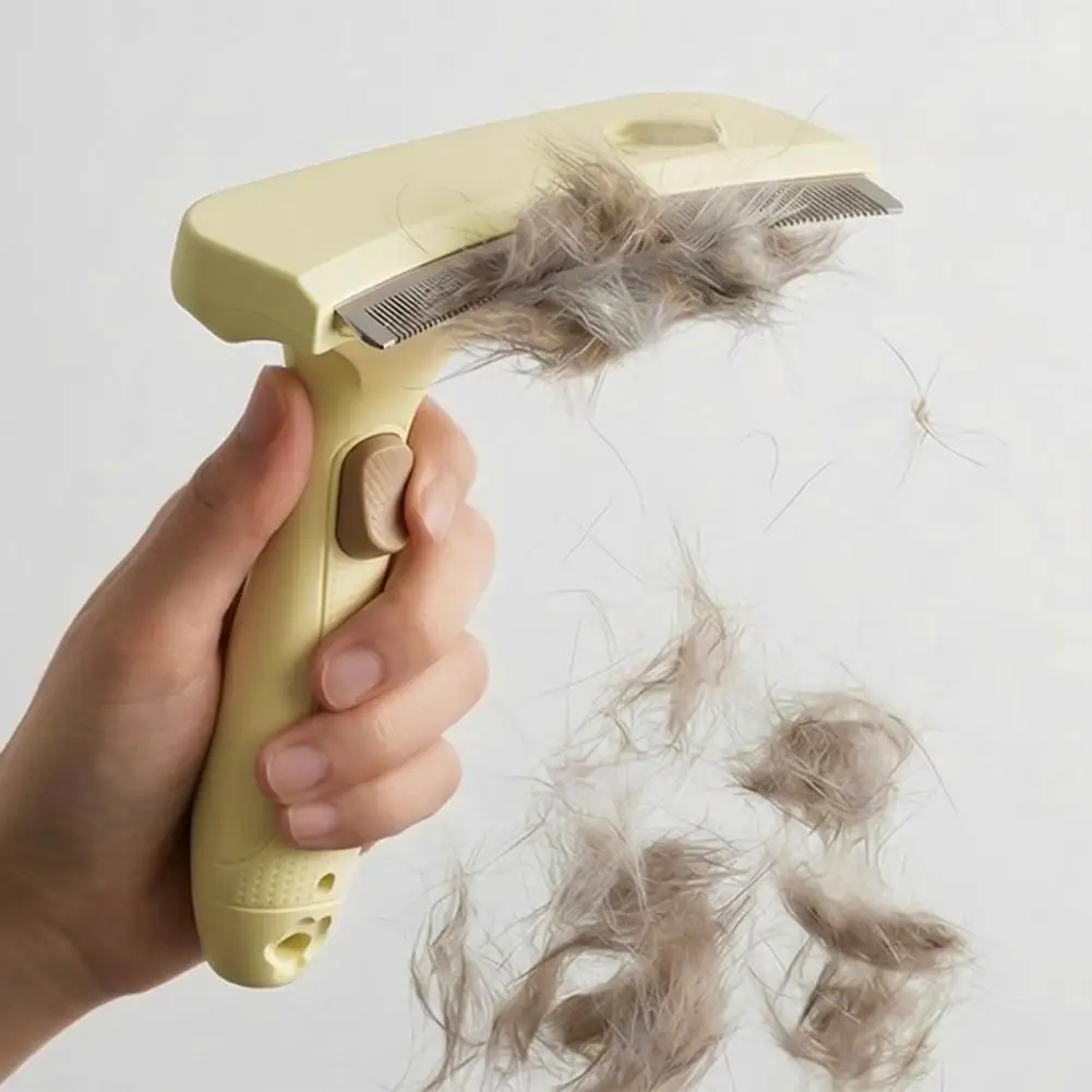 Curved Pet Grooming Brush, Self-Cleaning Cat Deshedding Comb Pet Loose Fur Remover For Long Short Hair Dogs Cats
