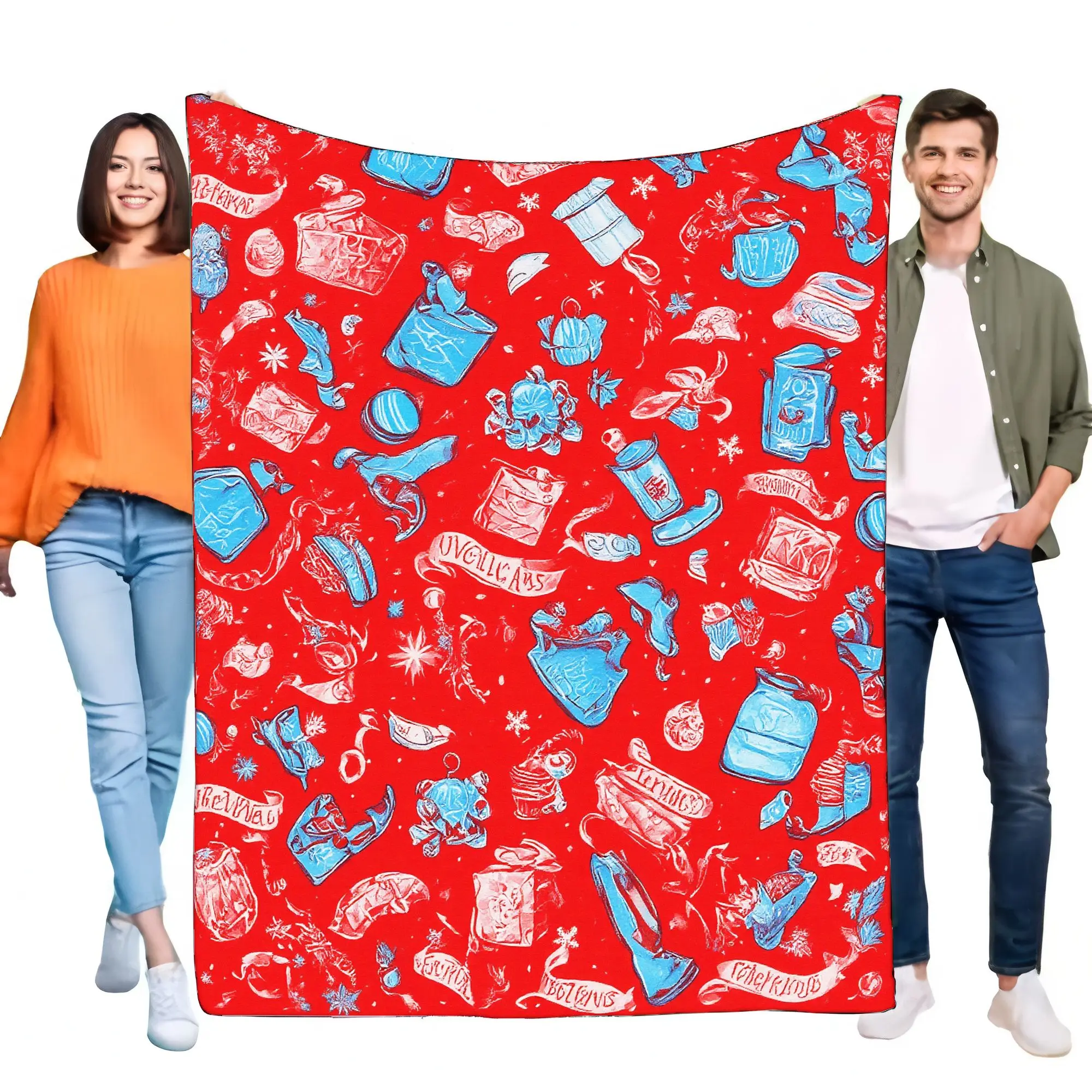 Vintage-Überwurfdecke in Rot, weich, gemütlich, für Bett, Sofa, dekorativ, leicht, Geschenk für Zuhause, stilvolles Design mit lustigem Muster, ideal f