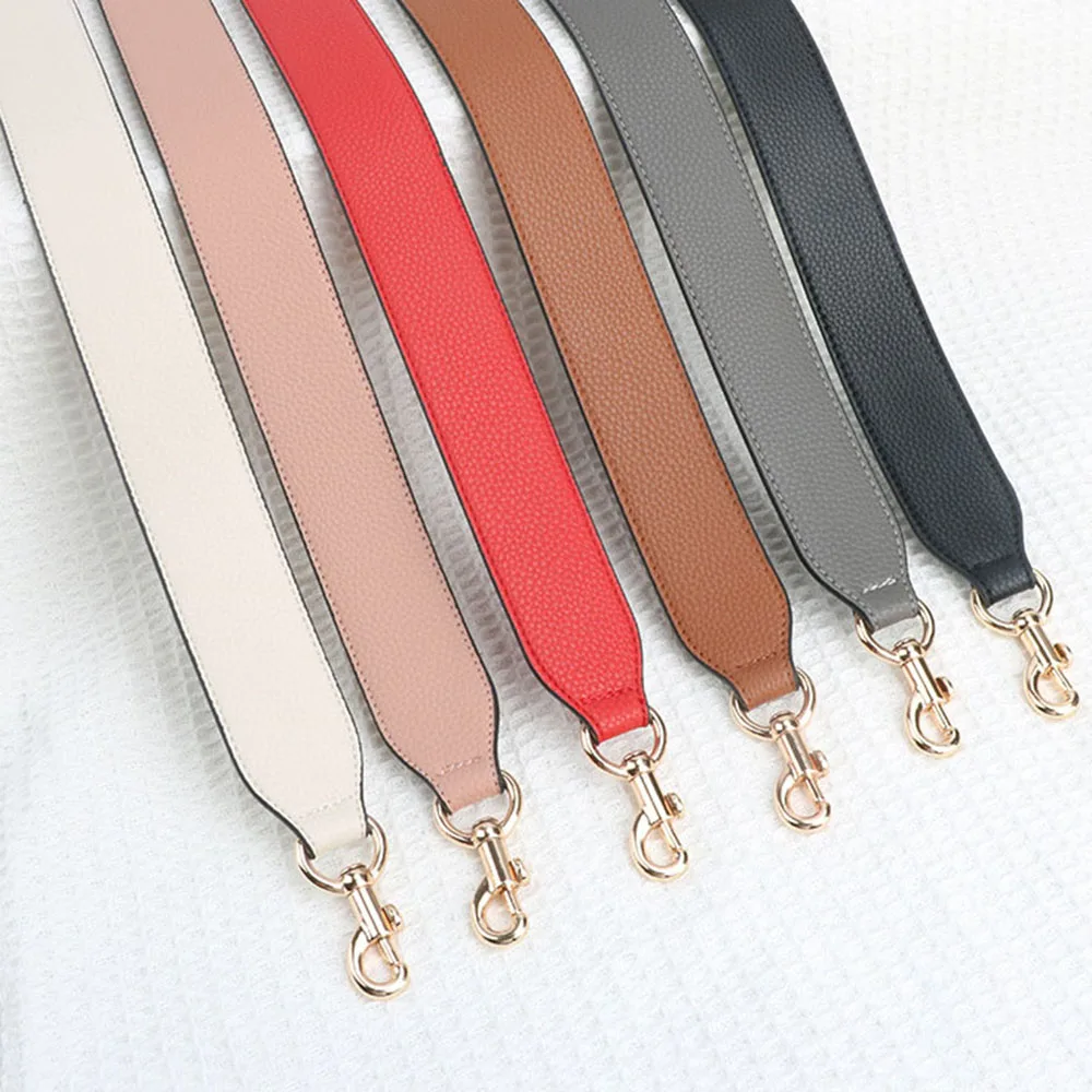 49/58cm Genuine Leather Bag Strap Short Handbag Strap DIY Handles For Women\'s Bags With Golden Buckle Wide Strap For Bag New