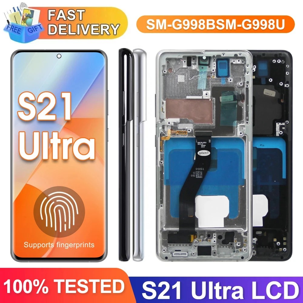 Do S21 Ultra Ekran z odciskami palców, do Samsung Galaxy S21 Ultra 5G G998B G998B/DS Wyświetlacz LCD Cyfrowy ekran dotykowy z