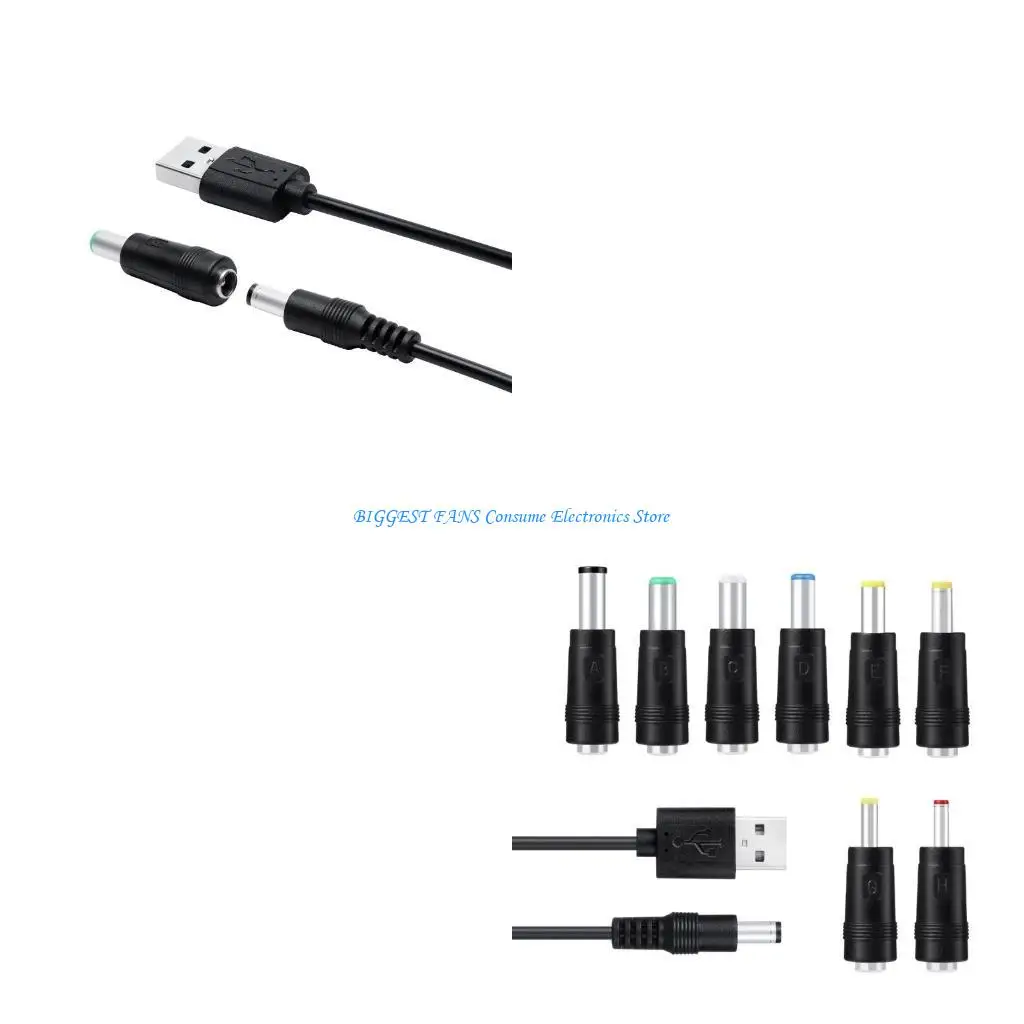 

11 in1 5V USB to 5.5x2.5mm Plug Power Cable Connector for Cellphone LED