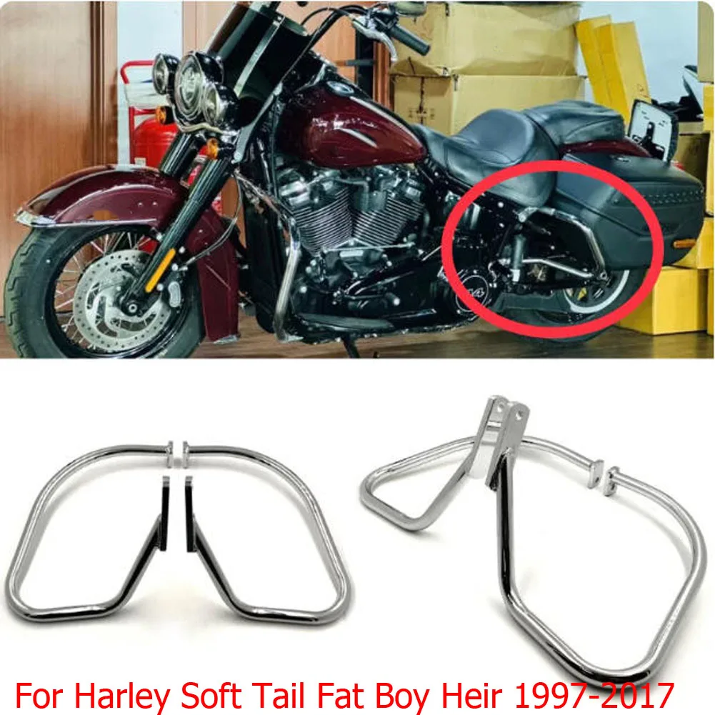Motorcycle Rear Saddlebag Guard Crash Bar For Harley Softail Heritage Springer FLSTS 1997-2017