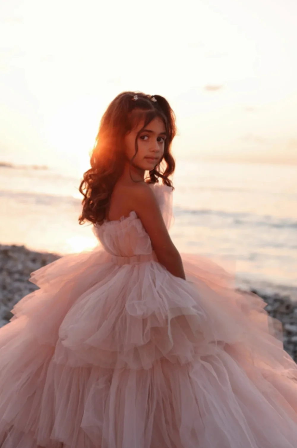 Vestido de flores para niña, vestido de princesa para primera comunión, manga casquillo, vestido de fiesta de boda
