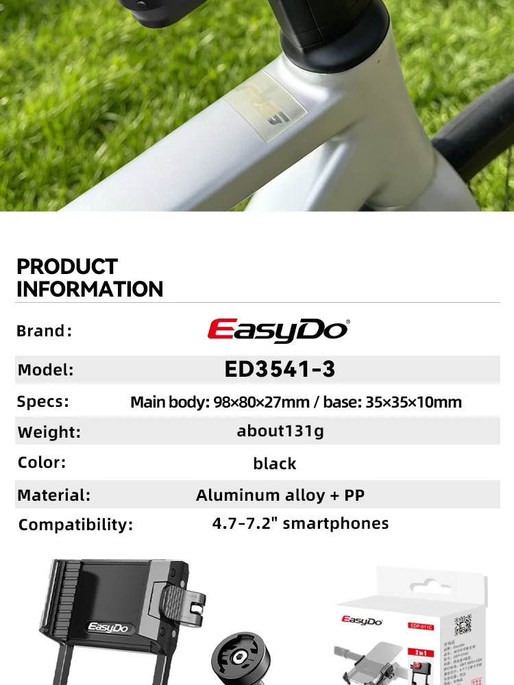 Easydo Fahrrad-Handyhalterung E-Scooter Fahrradlenker-Handyhalterung Aluminium Stoßfeste Rennrad-Vorbau-Handyhalterung für 4,7-7,2" – Detail 15