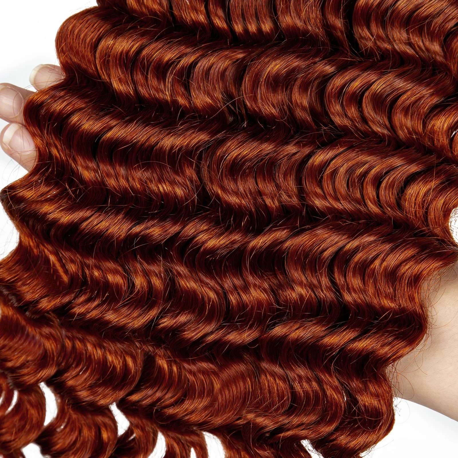 350# Ginger Orange Deep Wave Human Braiding Hair Bulk for Boho Knotless Braids Bulk Deep Wave Micro Braiding Human Hair