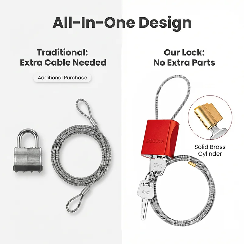 BOZZYS Adjustable Cable Padlock Flexible Cable Safety Home Lock With 0.35m For Gym Dormitory Lockers Storage Cabinets