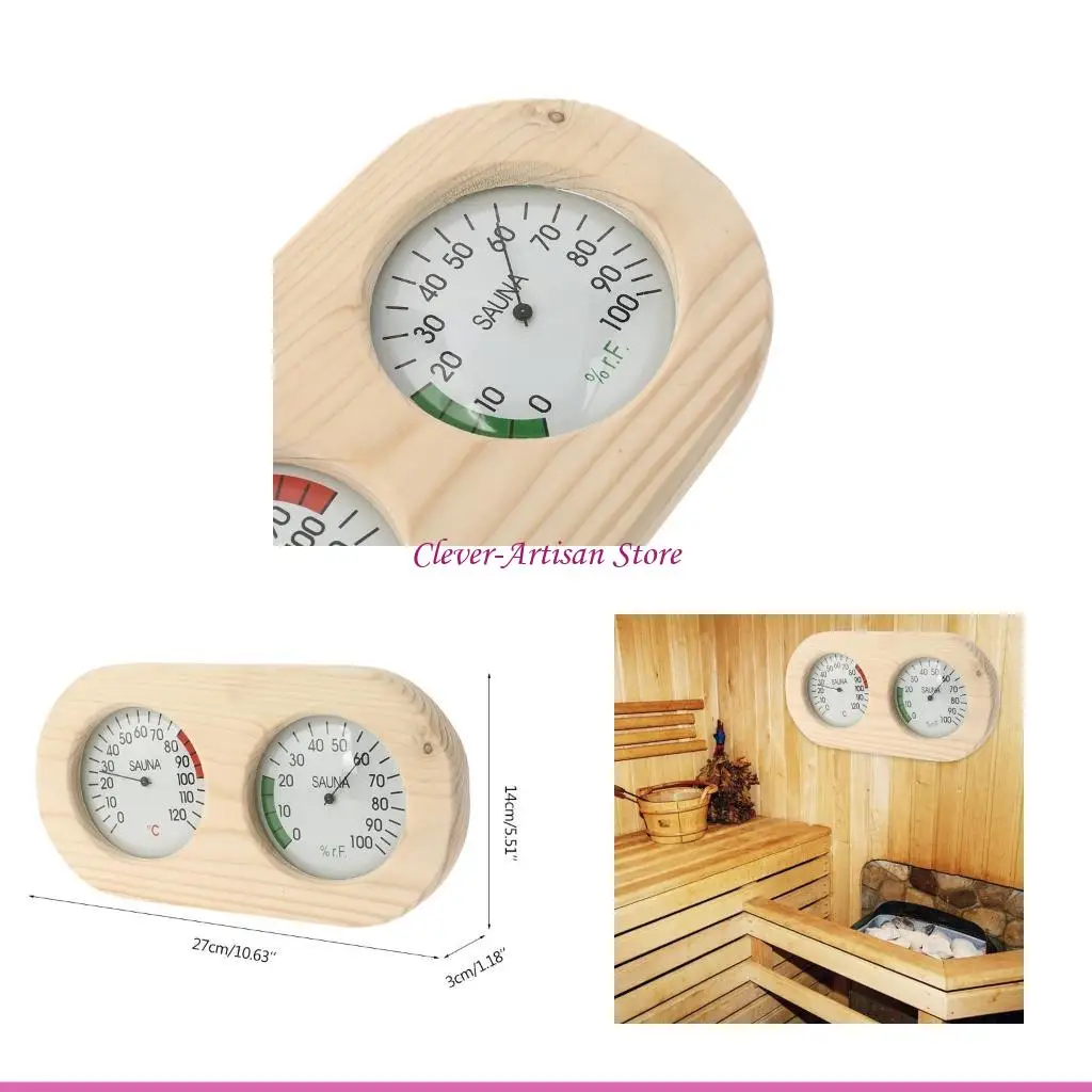 

E06B Wooden Sauna Thermometer Hygrometer Temperature Meter Accessories