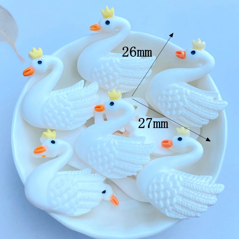 10Pcs New Cute Resin Mini 26*27mm White Swan Series Flat back Scrapbooking DIY Jewelry Craft Decoration Accessories