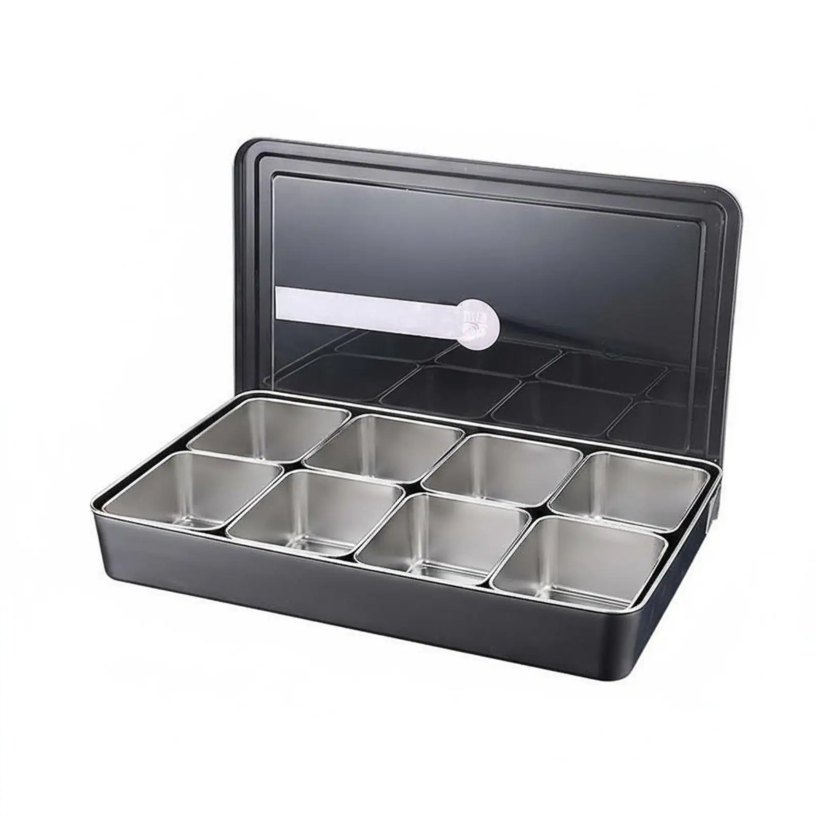 Stainless Steel Spice Container with Lid Divided Seasoning Box for Kitchen Counter Organization Condiment Tray for Catering Food