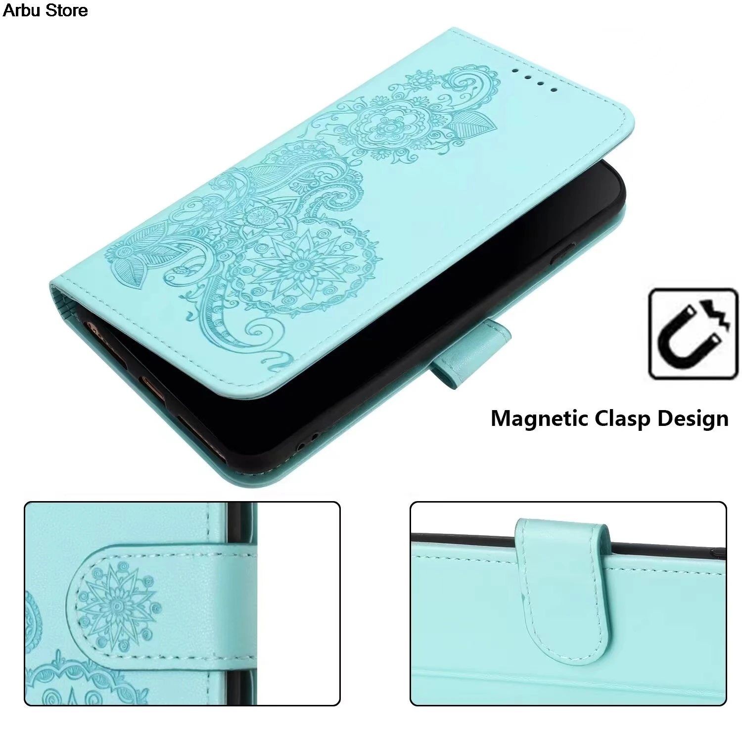 3D Emboss Mandala Wallet Case For iPhone 15 Pro Max 5G Flip Case Leather Magnet Book Funda For iPhone 15 Plus 15Pro Luxury Cover