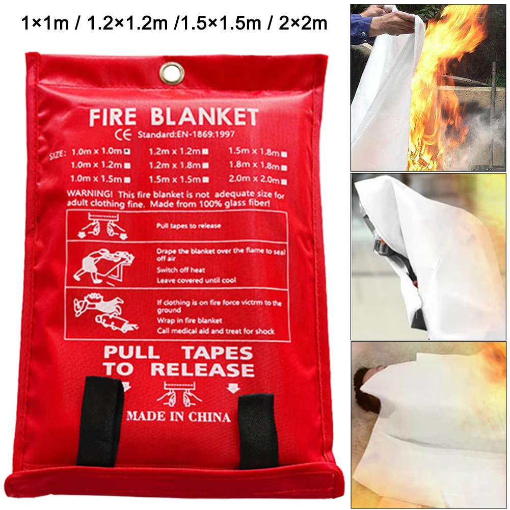 Fire Blanket Fiberglass Fire Blanket Heat Insulation Emergency Fire Retardant Blanket Fireproof Blanket for Emergency Surival