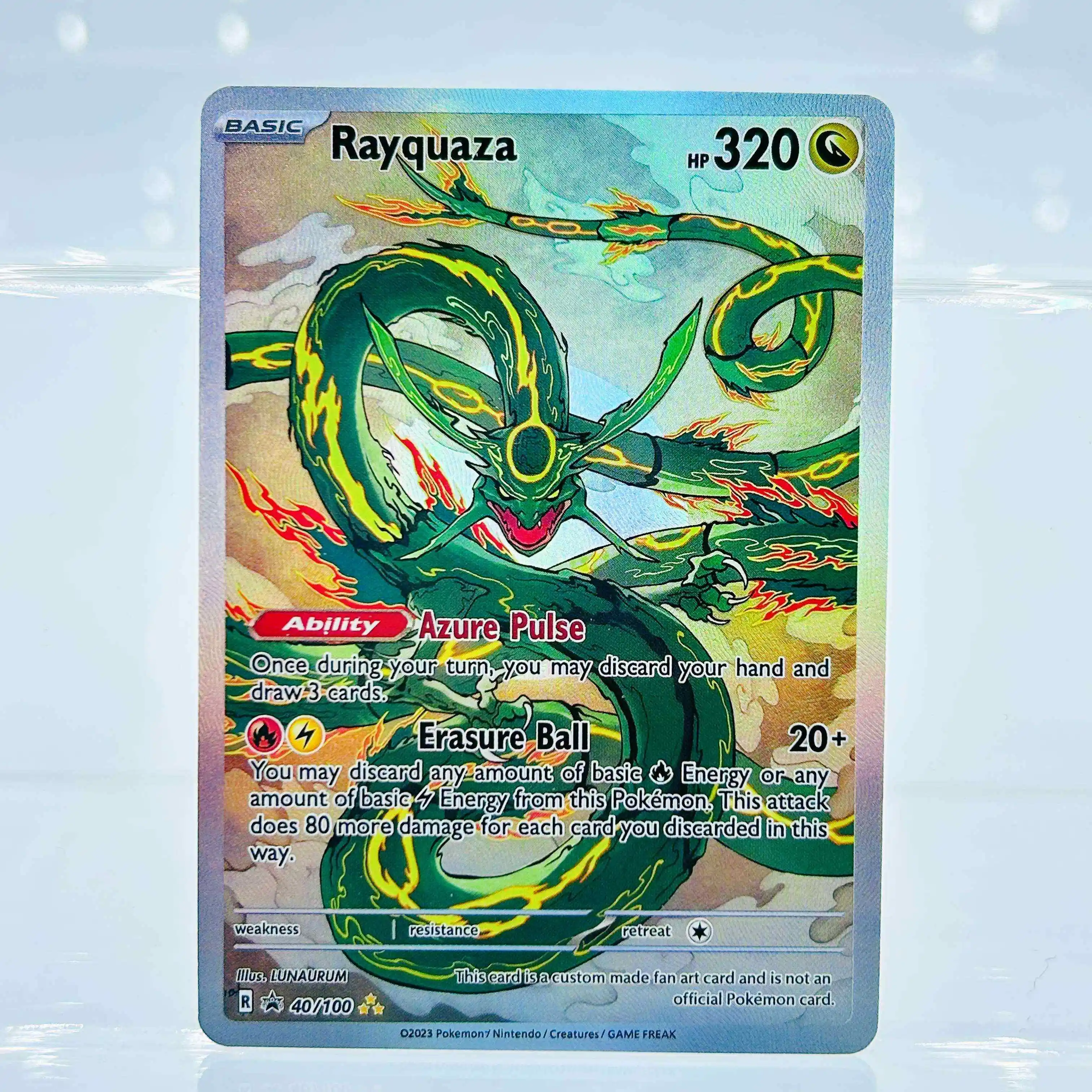 Rayquaza 40/100 English Version Collectible Grade DIY Foil Texture Nice Condition Premium Anime Collection Cards