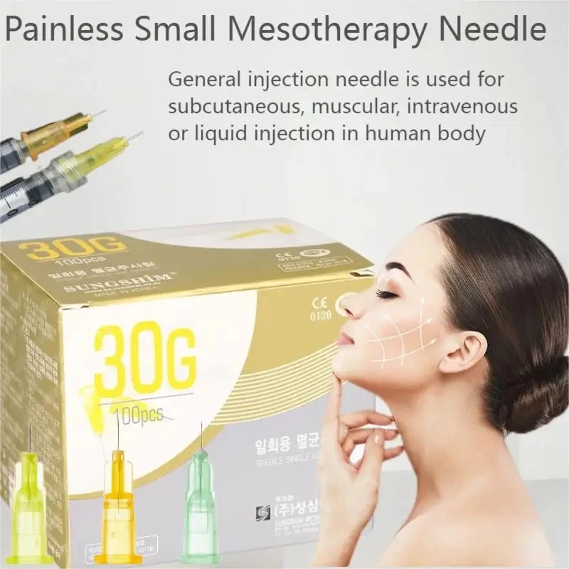 100pcs Disposable Micro Meso Sharp Needles 30G 32G 34G 4/13/25mm Painless Hipodermic Needles for Cosmetology
