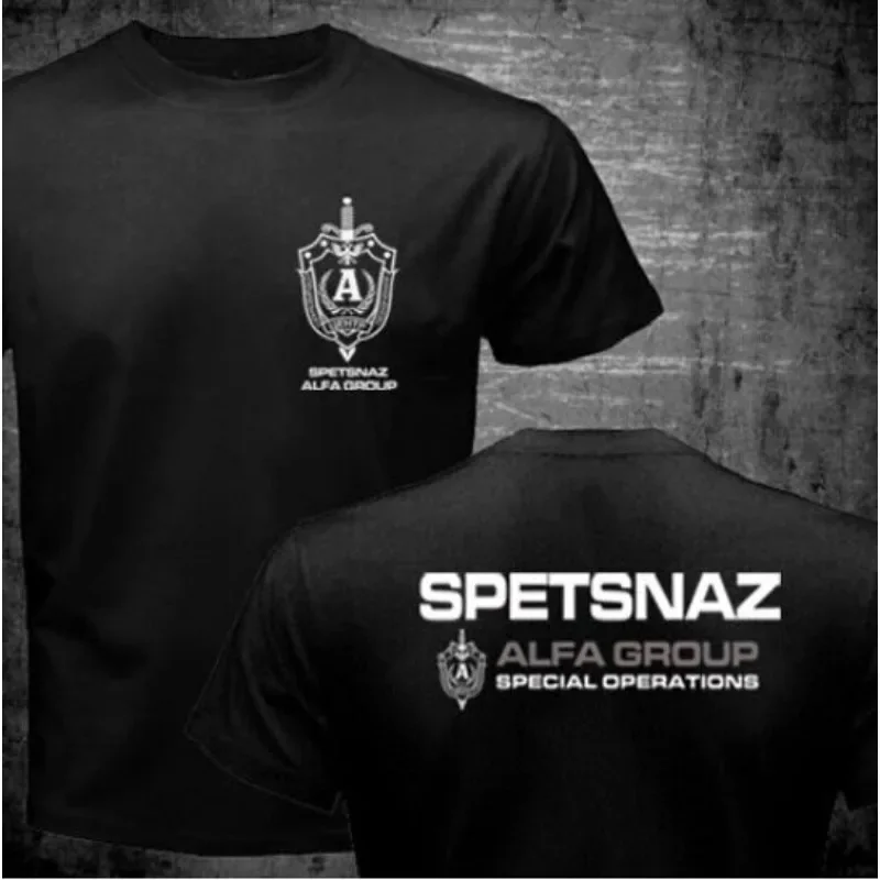 New Arrival Harajuku Unique Spetsnaz Alfa TShirt Funny Shirts Tops Cool  Printed T-shirt Top Male Short Sleeve O-neck