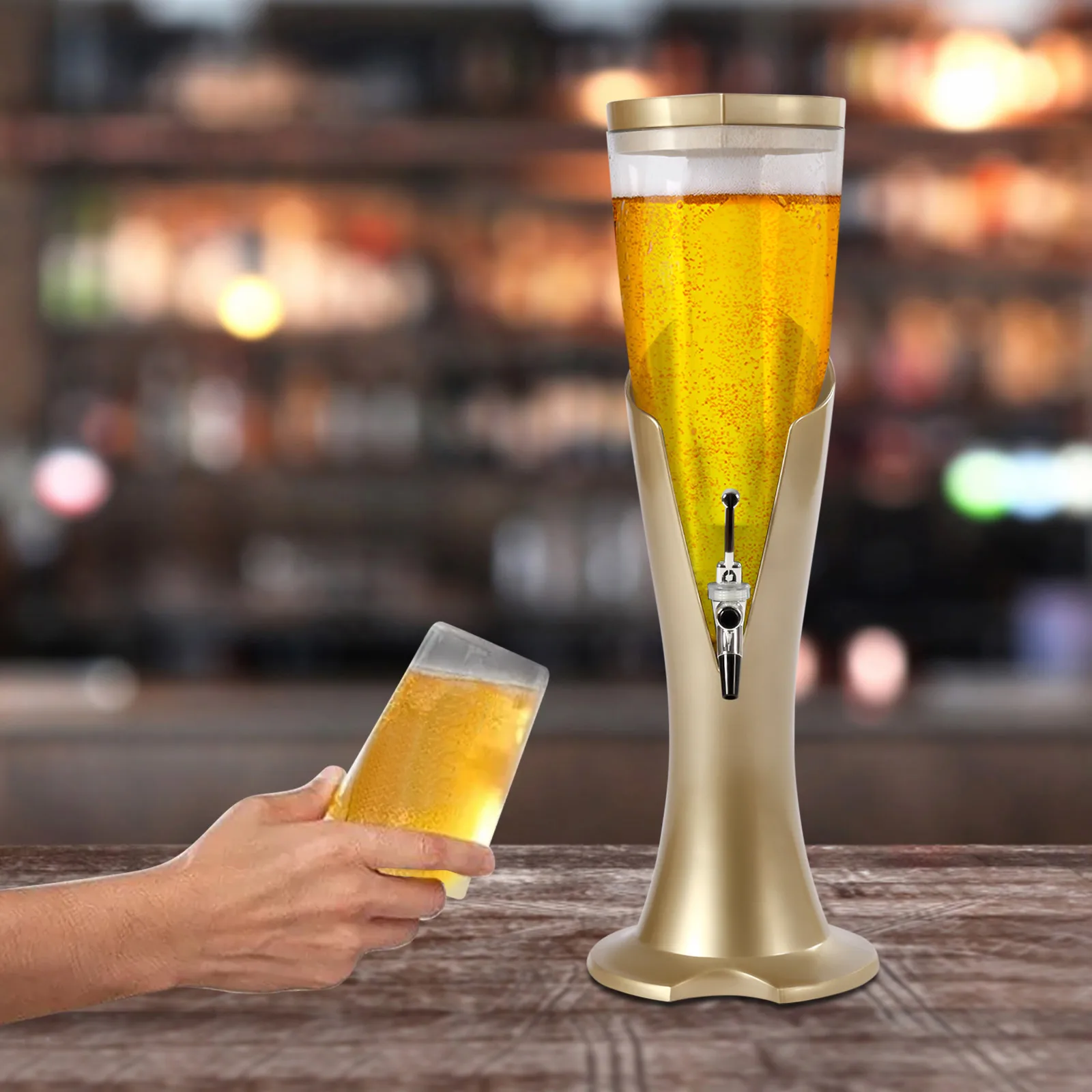 

3L Beverage Drink Dispenser with Ice Tube Drink Cooler, Draft Pour Beer Dispenser,Beer Foam Maker,Beer Can Tap