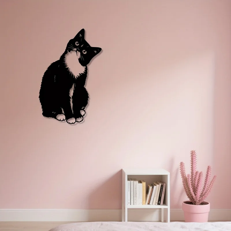1pc Vintage Iron Tuxedo Cat Metal Wall Art - Rust-Proof Kitchen Wall Decor,