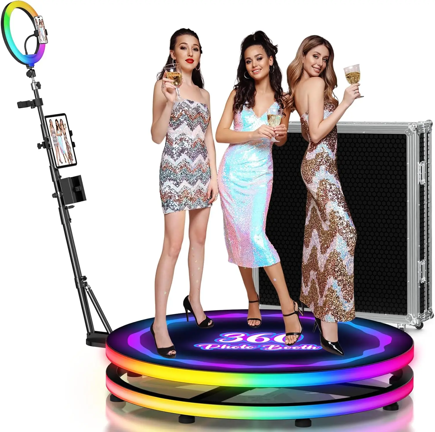 

360 Photo Booth Machine for Party with Flight Case Logo Customization APP Remote Control Automatic 360 Booth Camera Video Booth