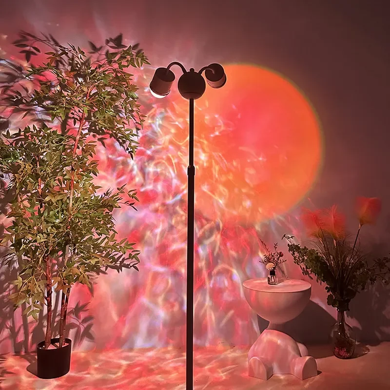 2026 New Double Headed Water Ripple Ambient Light Sunset Lamp Telescopic Floor Lamp 7 Sunset Colors 29 Ripple Colors for