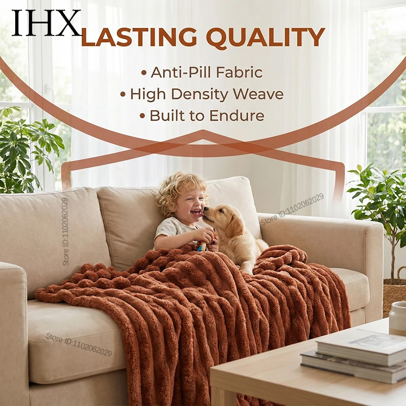 IHX Solid Color Imitation Rabbit Plush Milk Plush Thickened Thermal Leisure Home Blanket Office Nap Blanket, Custom Blanket Size