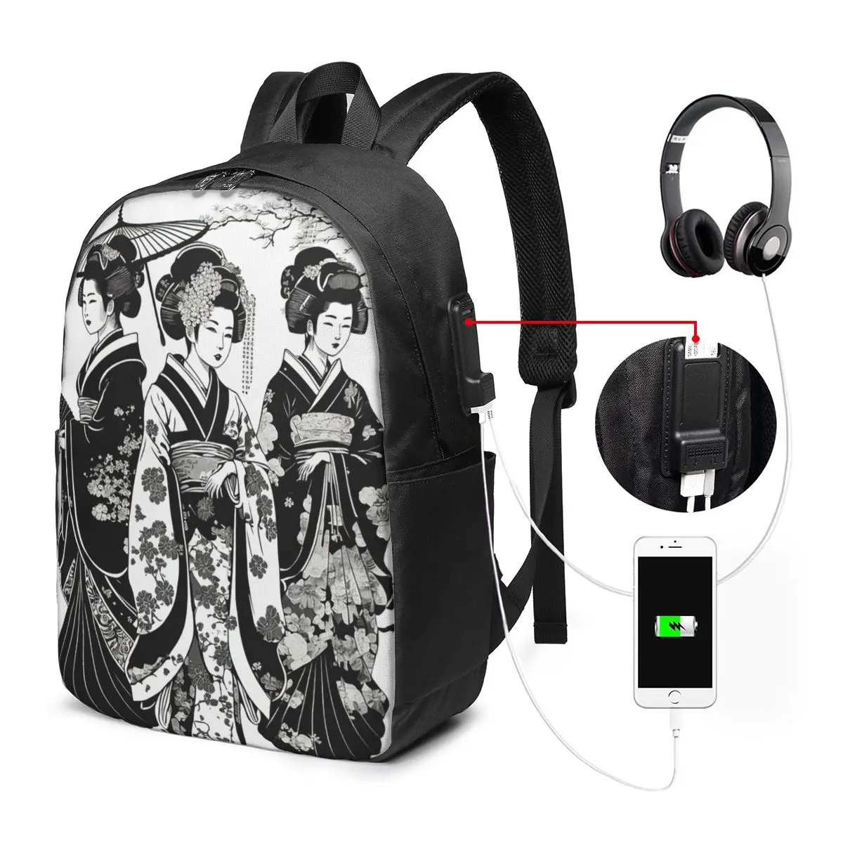 Elegant Elegant Japanese Geisha Floral Vintage Backpack Travel Notebook Bag Computer College Student School Bag Laptop Shoulder Bags - Aliexpress Deal