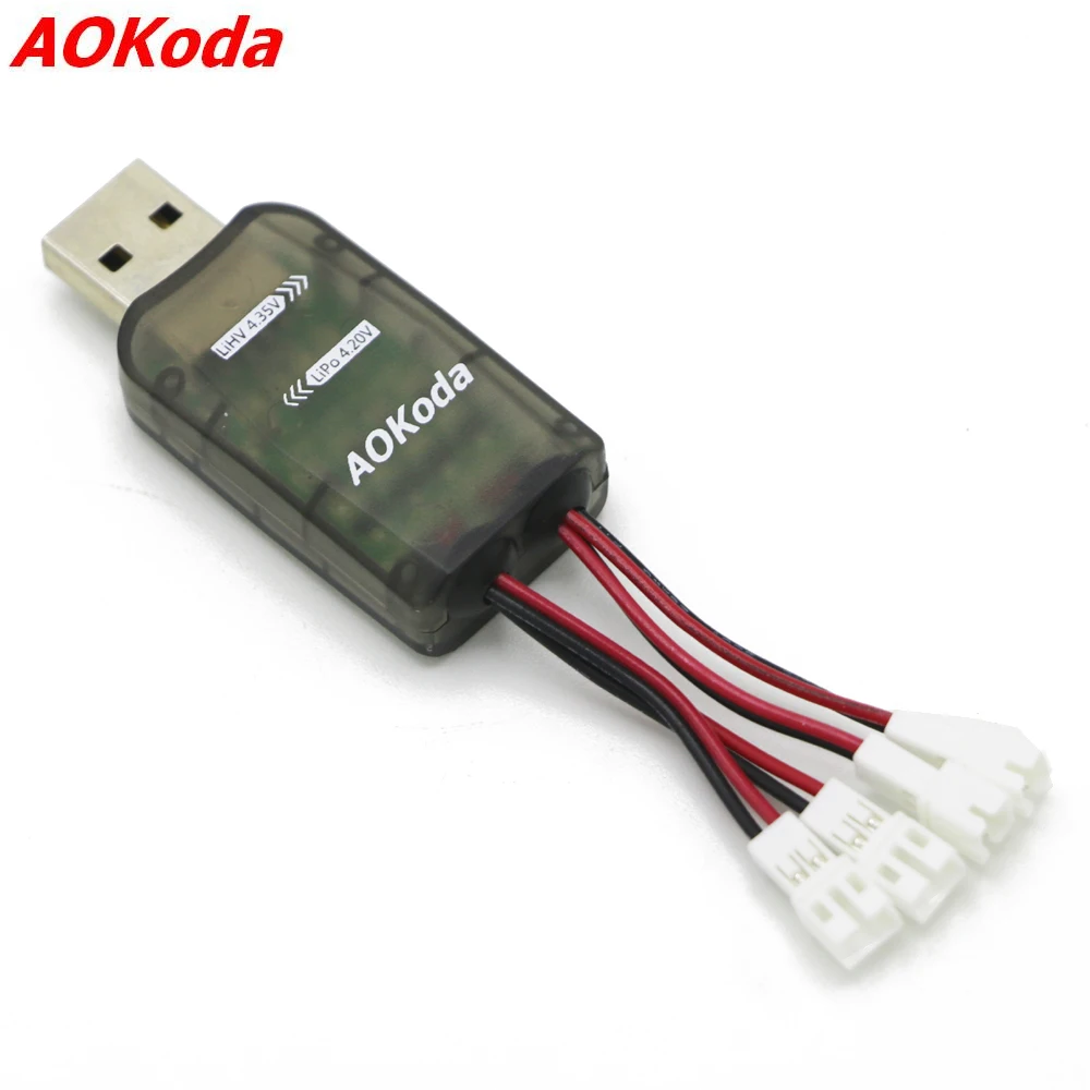 Cargador AOKoda CX405 USB 1S batería de litio 4,35 V cargador de alto voltaje para interfaz MCPX de helicóptero RC